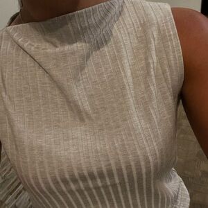 Banana Republic Sleeveless Ribbed Tank Top in Light Taupe